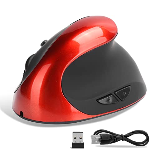 Ratón Ergonómico, Ratón óptico Vertical, Ergonomía Inalámbrica, Ratón De Ordenador para Juegos De Oficina, Reduce El Dolor De Muñeca(Rojo)