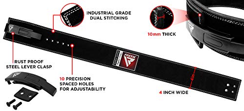 RDX 4” Gimnasio Cinturón Musculación Levantamiento de Pesas Powerlifting, Aprobado por IPL y USPA, Palanca Hebilla Soporte Lumbar Acolchado, Entrenamiento Peso Belt, Fitness Gym Ejercicio