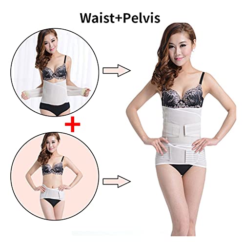 REAPP 2 en 1 Cinturón de Soporte de Cintura Soporte de Espalda Lumbar Corrector de Postura Abdomen Pospartum Pelvic Corset Abdominal (Color : Blanco, Size : M 94cm Long)