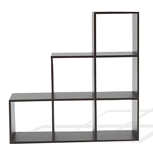 Rebecca Mobili Estantería Baja, estantes cúbos, 6 Compartimentos, Madera, Color wengué, diseño contemporáneo, para almacenar Objetos Libros - Medidas: 97,5 x 97,5 x 29 cm (AxANxF) - Art. RE6041