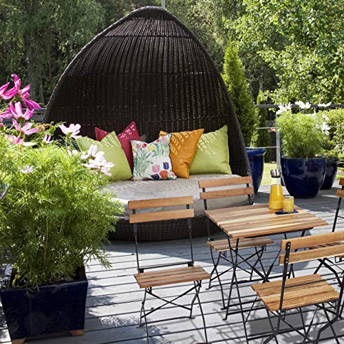 Relaxdays – Conjunto de 4 sillas Plegables, Estructura de Metal Negro Mate, Respaldo, 84 x 42 x 44 cm, Color Natural