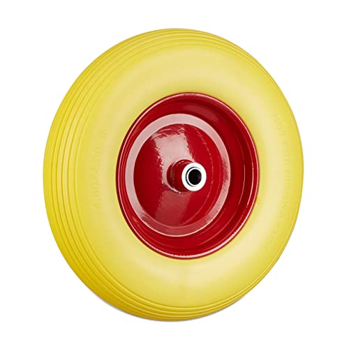 Relaxdays Rueda Carretilla 4.80 4.00-8, Goma, Amarillo, hasta 100 kg