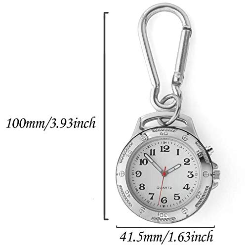 Reloj parlantes con clip llavero mosquetón unisex para personas mayores con discapacidad visual, sonido fuerte para deportes al aire libre, metal analógico cuarzo reloj despertador