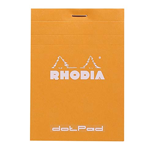 RHODIA 12558C - Bloc-Notes Agrafé Dotpad N°12 Orange - 8,5x12 cm - Pointillés Dot - 80 Feuilles Détachables - Papier Clairefontaine 80G - Couverture en Carte Enduite Souple et Résistante - Basics