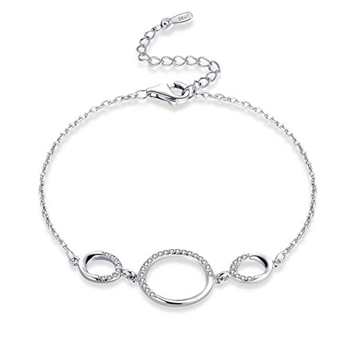 Roapk Pulseras De Plata De Ley Mujer 925 Brazalete De Cadena Ajustable De Circón Tricíclico De 15 Cmde Moda Personalidad Diferenciar Boda Amor