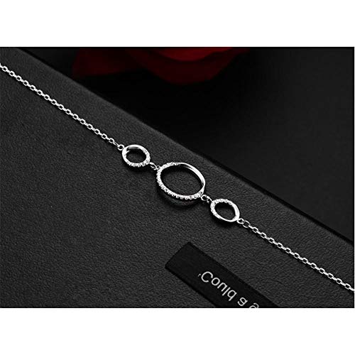 Roapk Pulseras De Plata De Ley Mujer 925 Brazalete De Cadena Ajustable De Circón Tricíclico De 15 Cmde Moda Personalidad Diferenciar Boda Amor