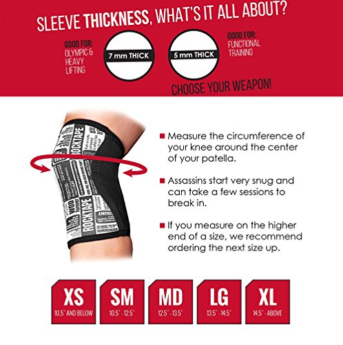 RockTape Unisex Assassins Knee Sleeves Manifesto 5 mm Rodilleras, Unisex, Color Manifesto, tamaño Extra-Small