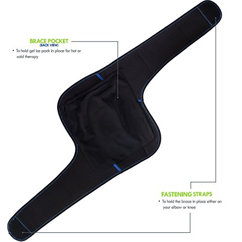 Rodillera con compartimiento para gel congelable para terapia en frío o en caliente: Para lesión del ligamento cruzado anterior, deportes, dolor de rodilla, tendinitis, (flexible, reutilizable)