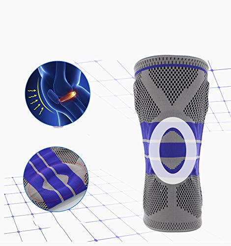 Rodilleras de Silicona con Soporte de Baloncesto, Rodilleras, Protectores de meniscos, Protectores de Rodillas para Deportes al Aire Libre - Gris, 36 cm a 42 cm L