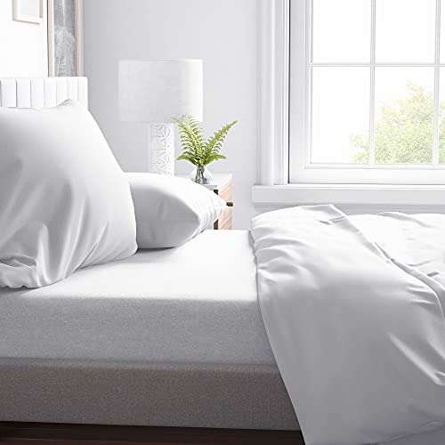 ROSE BELLA - Sábana Bajera Ajustable 100% algodón Franela, Ropa de Cama (Cama 150-160 | 160x200x25, Blanco)