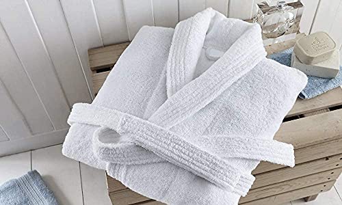 ROYAL EUROPE TEXTILE SL Bata de baño Unisex, Estilo clásico, Talla M, Albornoz Rizo Americano de 400gr/M2 100% algodón, con Bolsillos y cinturón. para Hombre y Mujer.