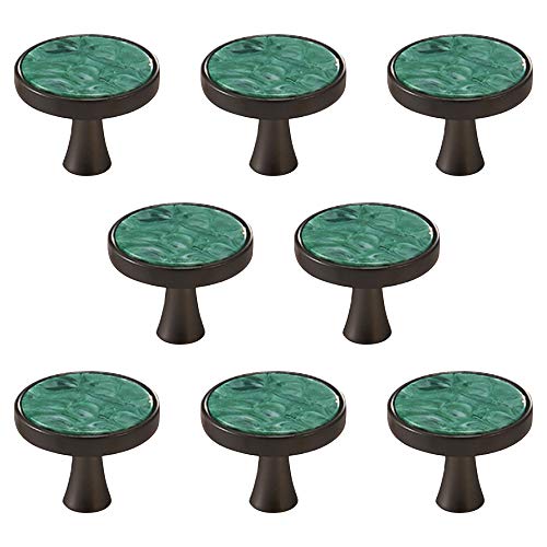 Ruiao 12 pomos de armario de aleación de zinc, pomos de cajón con tornillos para muebles de cocina y dormitorio (32 x 26 mm, color negro y verde)