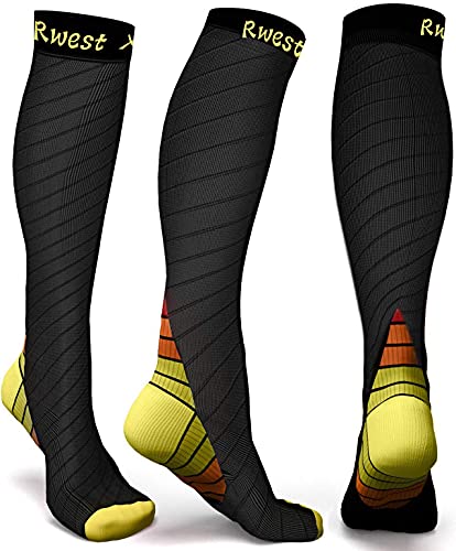 Rwest X Medias de Compresion, Calcetines de compresión Mujer y Hombre 20-30 mmHg para Running ,Ciclismo, Deporte, Trotar, Correr, Volar, Viajar
