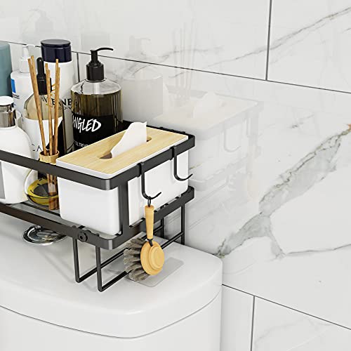 RYUNQ Estantería Inodoro sobre el WC 2 Niveles, Estantes de baño Pequeños de Gran Capacidad, Armario para Lavadora Estantería de Metal, Impermeable y Antioxidante Estanteria WC para Baño (Negro)