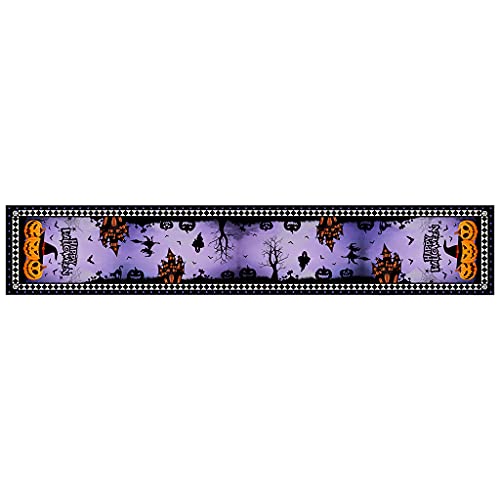 S-TROUBLE Feliz Halloween Camino de Mesa Mantel de Bruja Calabaza Mantel para Mesa de Comedor 7#