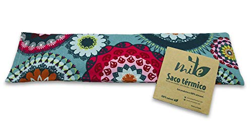 Saco térmico Mandala de huesos de cerezas y funda lavable (50cm x 14cm) Lavanda – MITE (Mandala turquesa)