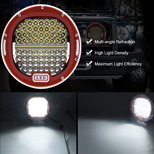 Safego 2pcs Focos LED, 7" 300W 30000LM Faros Trabajo LED Spot 12V-24V Barra LED IP67 Impermeable Luz de Niebla para Coche,SUV, UTV, ATV,Off-road,Camión,Moto,Barco - Garantía de 1 años(Concha roja)