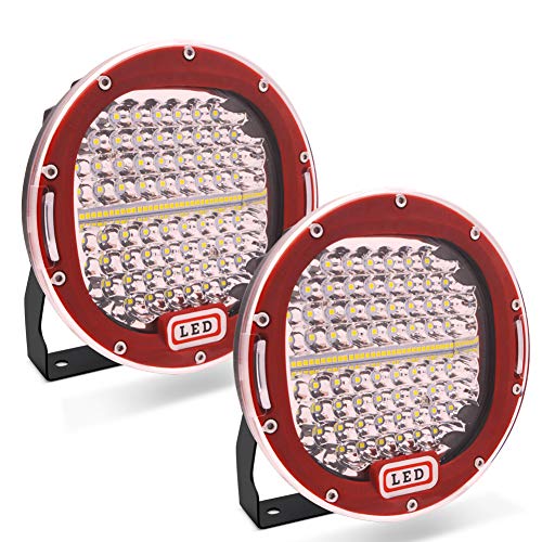 Safego 2pcs Focos LED, 7" 300W 30000LM Faros Trabajo LED Spot 12V-24V Barra LED IP67 Impermeable Luz de Niebla para Coche,SUV, UTV, ATV,Off-road,Camión,Moto,Barco - Garantía de 1 años(Concha roja)