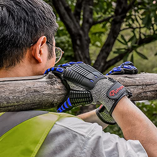 SAFEYEAR Guantes Anticortes de Nivel 5, Ajuste Cómodo Elástico 3D, Buen Agarre, Recubrimiento de Espuma Duradero de Nitrilo,Absorción de impactos, anticolisión,L