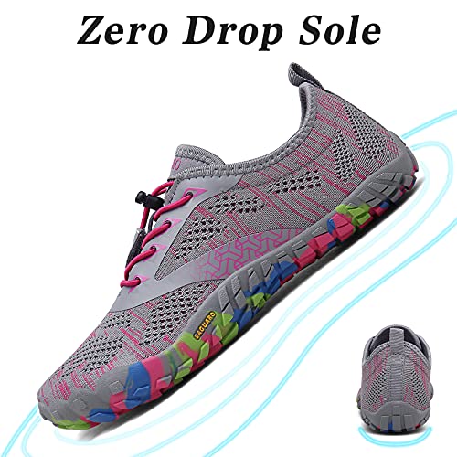 SAGUARO Mujer Barefoot Zapatillas de Trail Running Minimalistas Zapatillas de Deporte Fitness Gimnasio Caminar Zapatos Descalzos para Correr en Montaña Asfalto Escarpines de Agua, Rosa, 37 EU