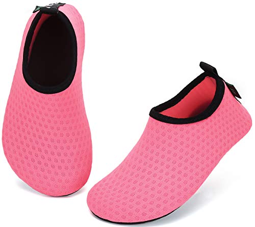 SAGUARO Niños Niñas Zapatos de Agua Calcetines Zapatillas de Deporte Descalzos Aire Libre Snorkel Deportes Acuáticos Escarpines Piscina Playa Yoga Secado Rápido,Mesh Rosa 34/35 EU