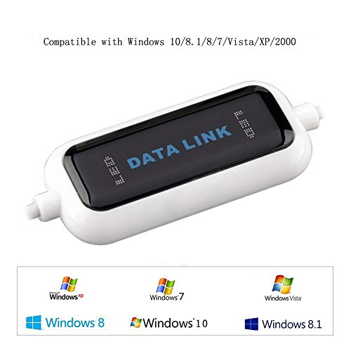 Salcar Cable USB para Transferencia de Datos de PC a PC/Data Link Cable/Conexión Directa de Alta Velocidad para Ordenadores y portátiles/Easy Copy per Windows 10/8.1/8/7/Vista/XP2000 (Blanco)