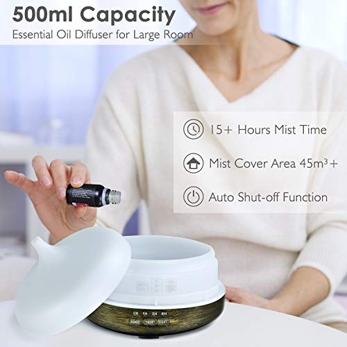 SALKING 500ml Humidificador Ultrasónico, Difusor de Aceites Esenciales con LED de 7 Colores y 4 Temporizador, Silencioso, para Dormitorios Oficina