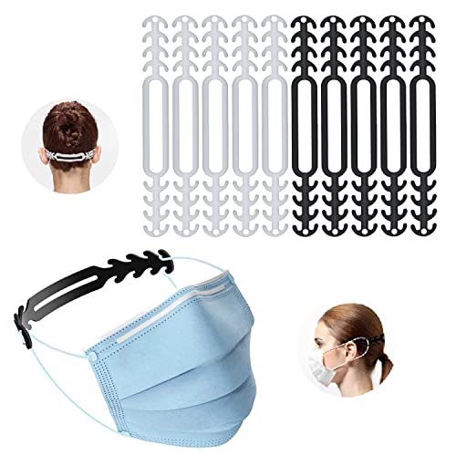 Salvaorejas Mascarillas Extensor, 【10 PCS】Tiras para Sujetar mascarilla en Cabeza, Enganches Antideslizante Protectores de Oreja con Hebilla Silicona, Agarres Reduce Presión Cara Salva Orejas