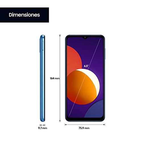 Samsung Smartphone Galaxy M12 con Pantalla Infinity-V TFT LCD de 6,5 Pulgadas, 4 GB de RAM y 128 GB de Memoria Interna Ampliable, Batería de 5000 mAh y Carga rápida Azul (ES Versión)