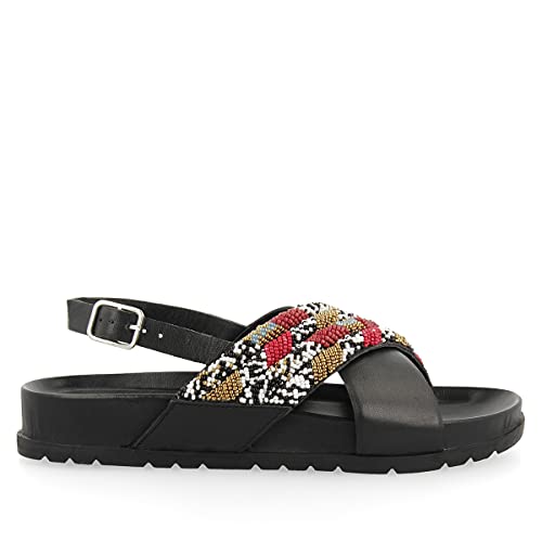 Sandalias negras de tiras cruzadas y suela bio para mujer HAVERHILL