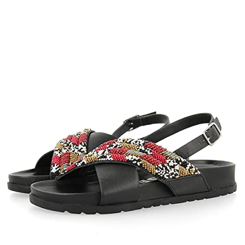 Sandalias negras de tiras cruzadas y suela bio para mujer HAVERHILL
