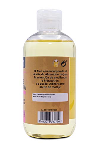 SANON Cosmética Natural, Aceite De Almendras Con Aloe Vera, Almond, 250 Mililitro