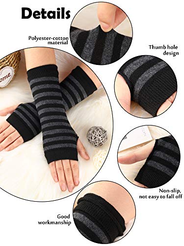 SATINIOR 4 Pares de Guantes sin Dedos hasta Muñeca con Agujero de Pulgar Guantes Calientes Cashmere de Unisex (Conjunto de Colores 3)