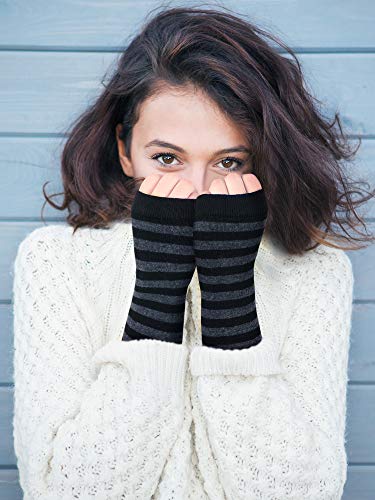 SATINIOR 4 Pares de Guantes sin Dedos hasta Muñeca con Agujero de Pulgar Guantes Calientes Cashmere de Unisex (Conjunto de Colores 3)