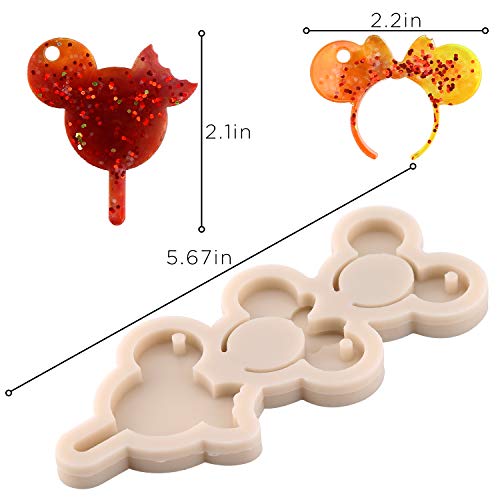 SAVITA Molde de Silicona para Llavero con Forma de Lazo de Cabeza de Ratón con Orificio para Hacer Bricolaje con Pudín de Helado, Cupcakes de Chocolate, Decoración de Postres (Blanco)