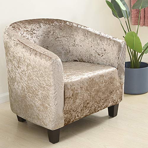SearchI Funda de Sillón Chesterfield de Terciopelo,Cubre Sofá Elasticas de 1 Plaza,Fundas de Sillas con Brazos,Funda Protectora de Butaca para Dormitorio,Recepción,Contador(Color Champán,1 Pieza)