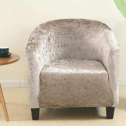 SearchI Funda de Sillón Chesterfield de Terciopelo,Cubre Sofá Elasticas de 1 Plaza,Fundas de Sillas con Brazos,Funda Protectora de Butaca para Dormitorio,Recepción,Contador(Color Champán,1 Pieza)