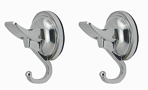 SFTlite 2 Pcs Fuerte de Pared Ganchos de Succión Para Cocina Y Baño Resistente Holding Hasta 6.8Kg - Ventosa Gancho Vacío Abrigos Ganchos Ventana Toallas de Abrigos de Tapas de Ducha Soporte-Cromado