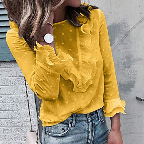 SHOBDW Camiseta sin Mangas con Cuello en V Floja para Mujer Camiseta Tops con Capucha Camiseta de Manga Larga otoñal del Invierno(Verde,L)