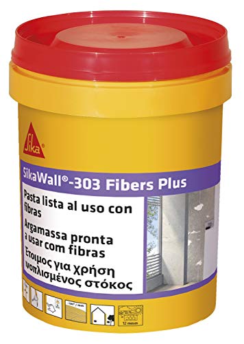 SikaWall-303 Fibers Plus, Masilla acrílica reforzada con fibras lista para su uso para reparación y puenteo de pequeñas fisuras en paramentos interiores y exteriores, Blanco, 1 kg