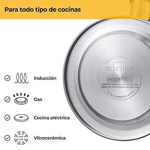 SILBERTHAL Tetera inducción 1,6 litros | Tetera silbante todo tipo de cocinas | Hervidor silbato para estufa | Acero inoxidable Negra