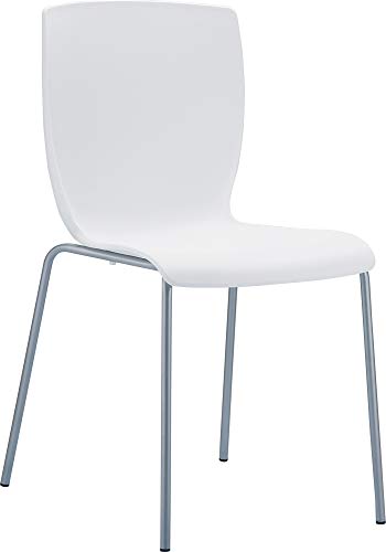 Silla Apilable Mio I Silla De Exterio/Interior con Estructura De Polipropileno I Silla Juvenil Resistente I Silla De Jardín I Color:, Color:Blanco
