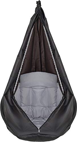 Silla Colgante con Cojín, Compartimento para Libros y Funda - Sillon Colgante Carga hasta 150 kg - Silla Hamaca Colgantes para Interior y Exterior (jardín) VITA5 (Beige)