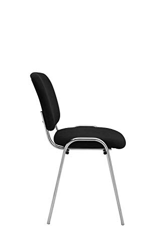Silla De Conferencia Ken Chrom En Tela I Silla Confidente Apilable I Silla De Oficina Sin Ruedas con Base de Metal I Color:, Color:Negro