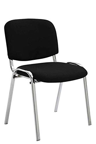 Silla De Conferencia Ken Chrom En Tela I Silla Confidente Apilable I Silla De Oficina Sin Ruedas con Base de Metal I Color:, Color:Negro