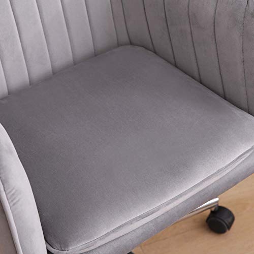 Silla Escritorio Gris Ergnonmica por Juvenil Infantil Silla Oficina con Ruedas Brazos Silla Giratoria Escritorio Oficina Silla Ordenador Comoda Altura Ajustable Terciopelo