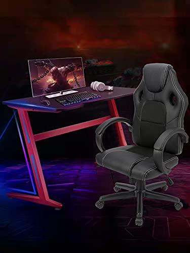 Silla Gaming Ergonomica, Silla Escritorio Estudio Juvenil, Silla de Oficina giratoria, Silla de Trabajo con Soporte Lumbar, de Piel sintética con sillón oficina Ajustable