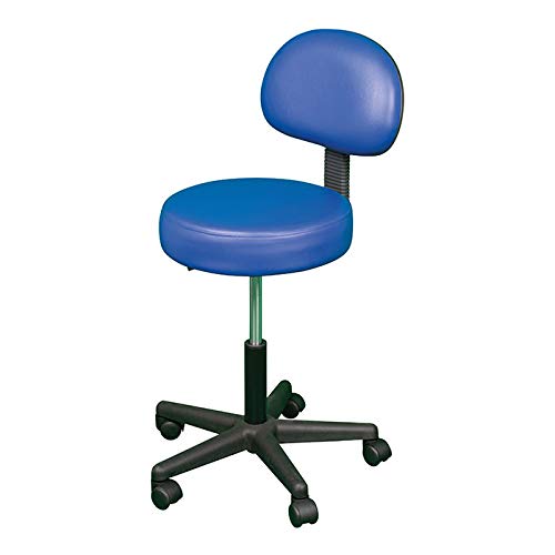 Silla taburete giratorio ruedas respaldo tatuajes tatuaje fisioterapeuta estetista, color azul