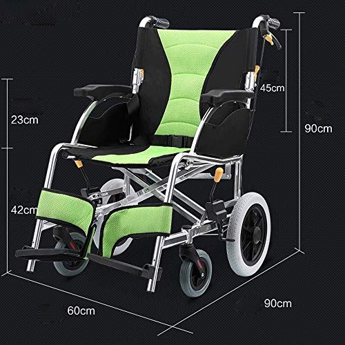 Sillas de ruedas de aluminio - Silla de viajes de transporte con reposapiés - Adecuado for las personas mayores, personas con discapacidad - Asiento 45cm