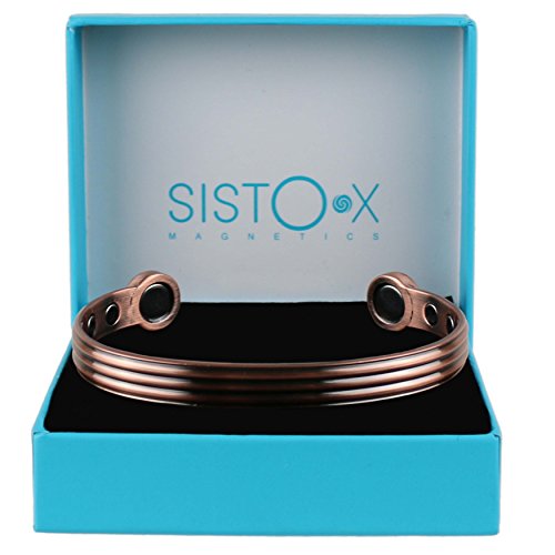 SISTO-X® - Pulsera magnética con diseño de cobre envejecido, 6 imanes, natural